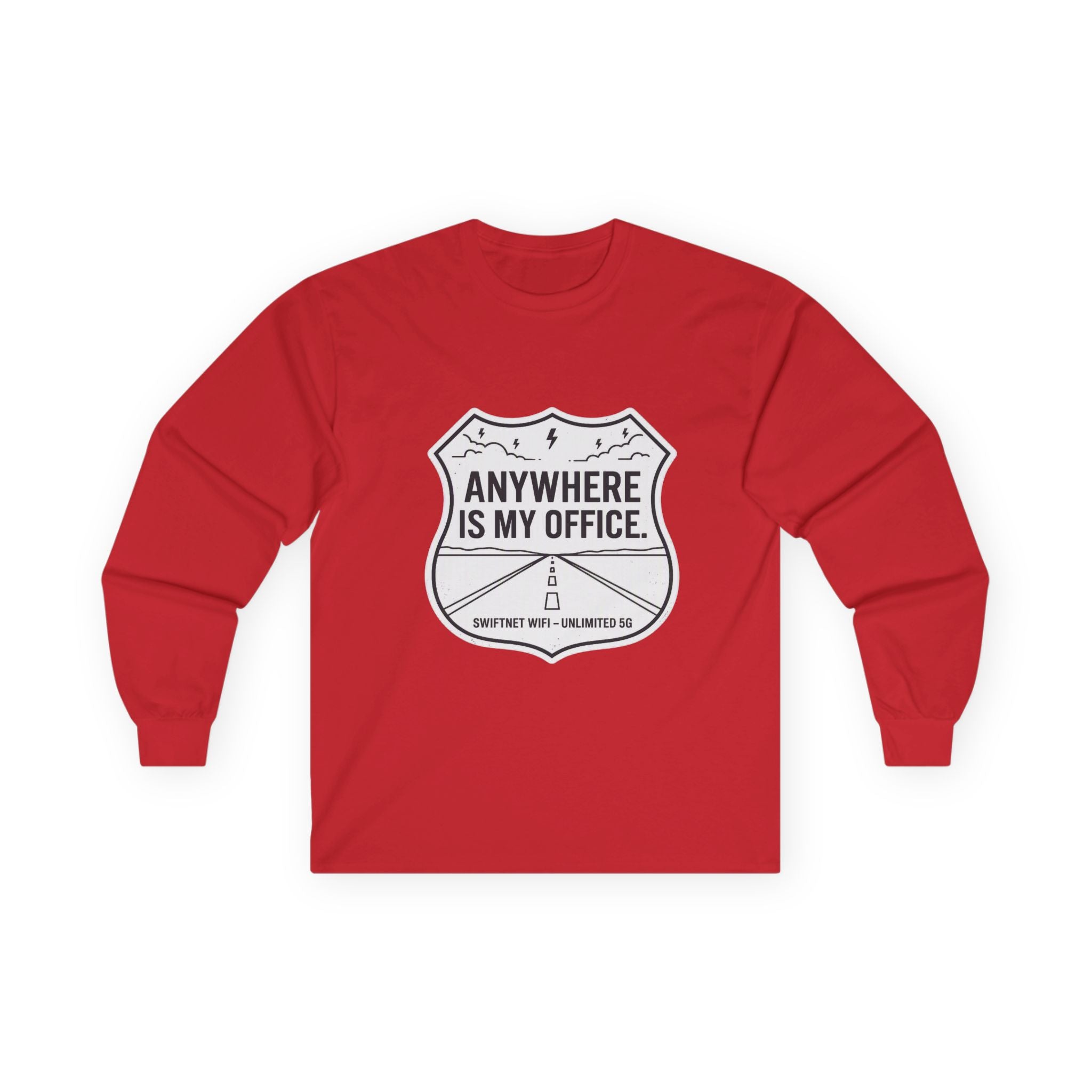 Anywhere Is My Office Long-Sleeve Tee — Remote-Work & Digital Nomad Travel Shirt, Unisex Cotton (S–5XL)