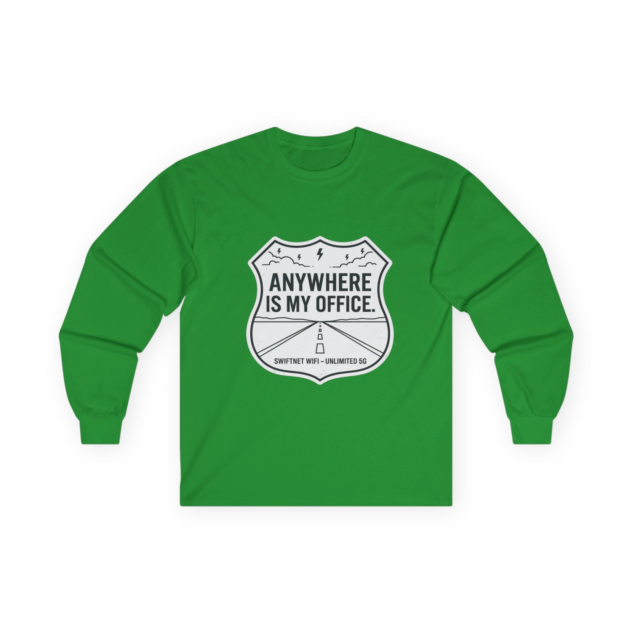 Anywhere Is My Office Long-Sleeve Tee — Remote-Work & Digital Nomad Travel Shirt, Unisex Cotton (S–5XL)