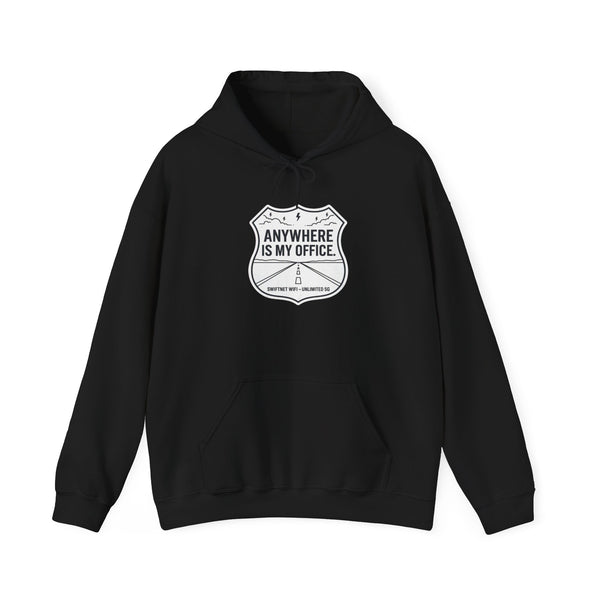 Anywhere Is My Office Hoodie — Unisex Fleece Pullover, Remote Work & Digital Nomad Gift (S–5XL)