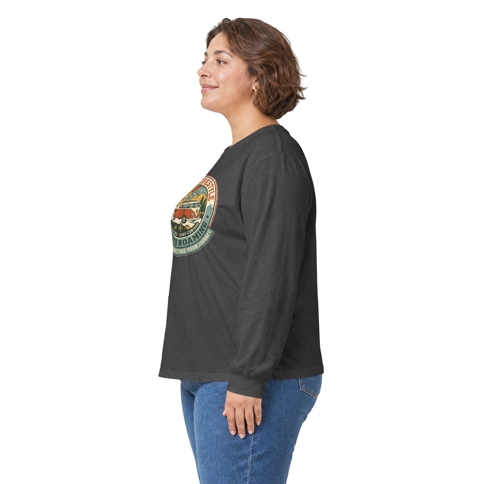 Nomad Lifestyle Long-Sleeve Tee — Retro Camper Graphic, Unisex Shirt, RV & Van Life Gift
