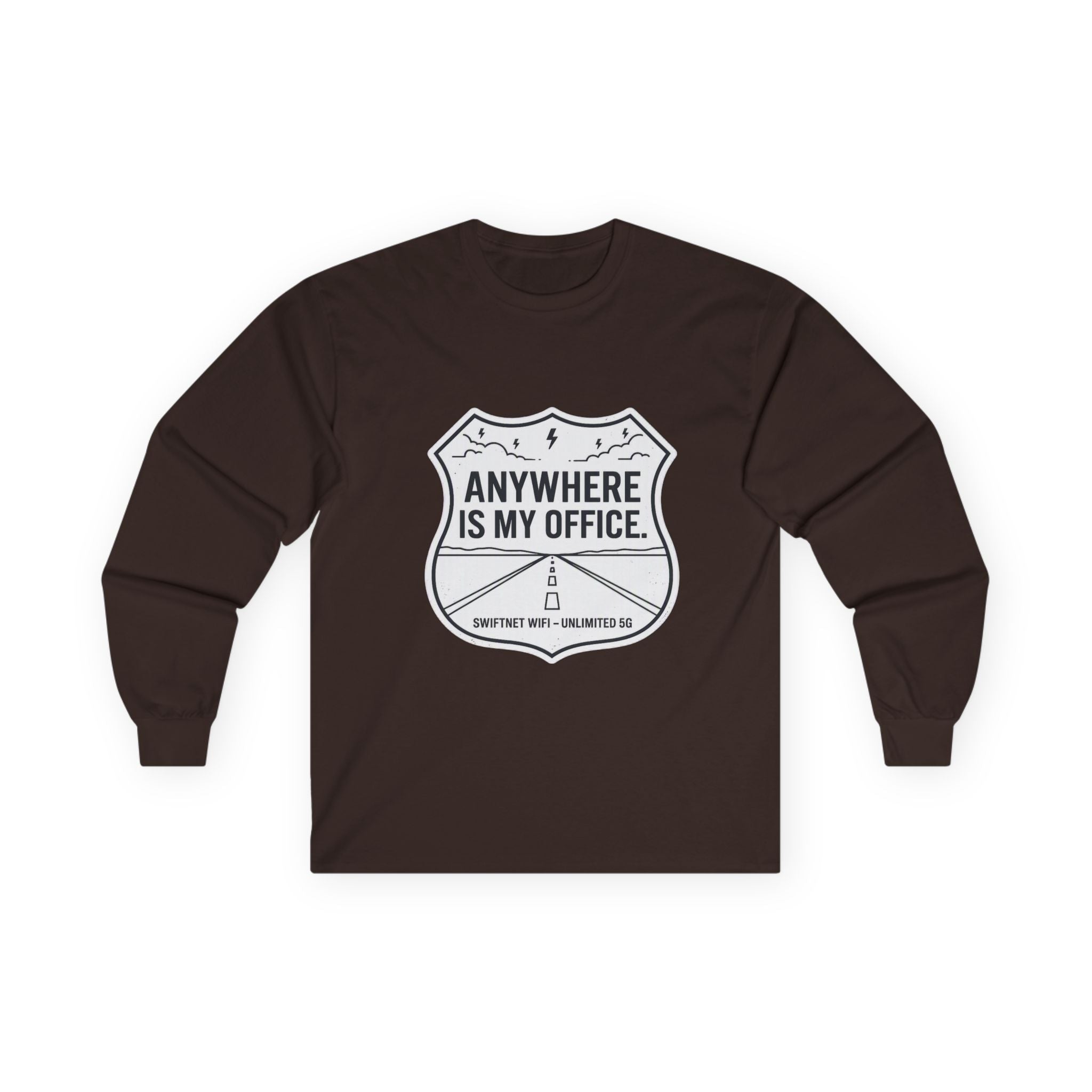 Anywhere Is My Office Long-Sleeve Tee — Remote-Work & Digital Nomad Travel Shirt, Unisex Cotton (S–5XL) - SwiftNet WifiLong-sleevePrintify22079541349364373126Anywhere Is My Office Long-Sleeve Tee — Remote-Work & Digital Nomad Travel Shirt, Unisex Cotton (S–5XL)SAsh