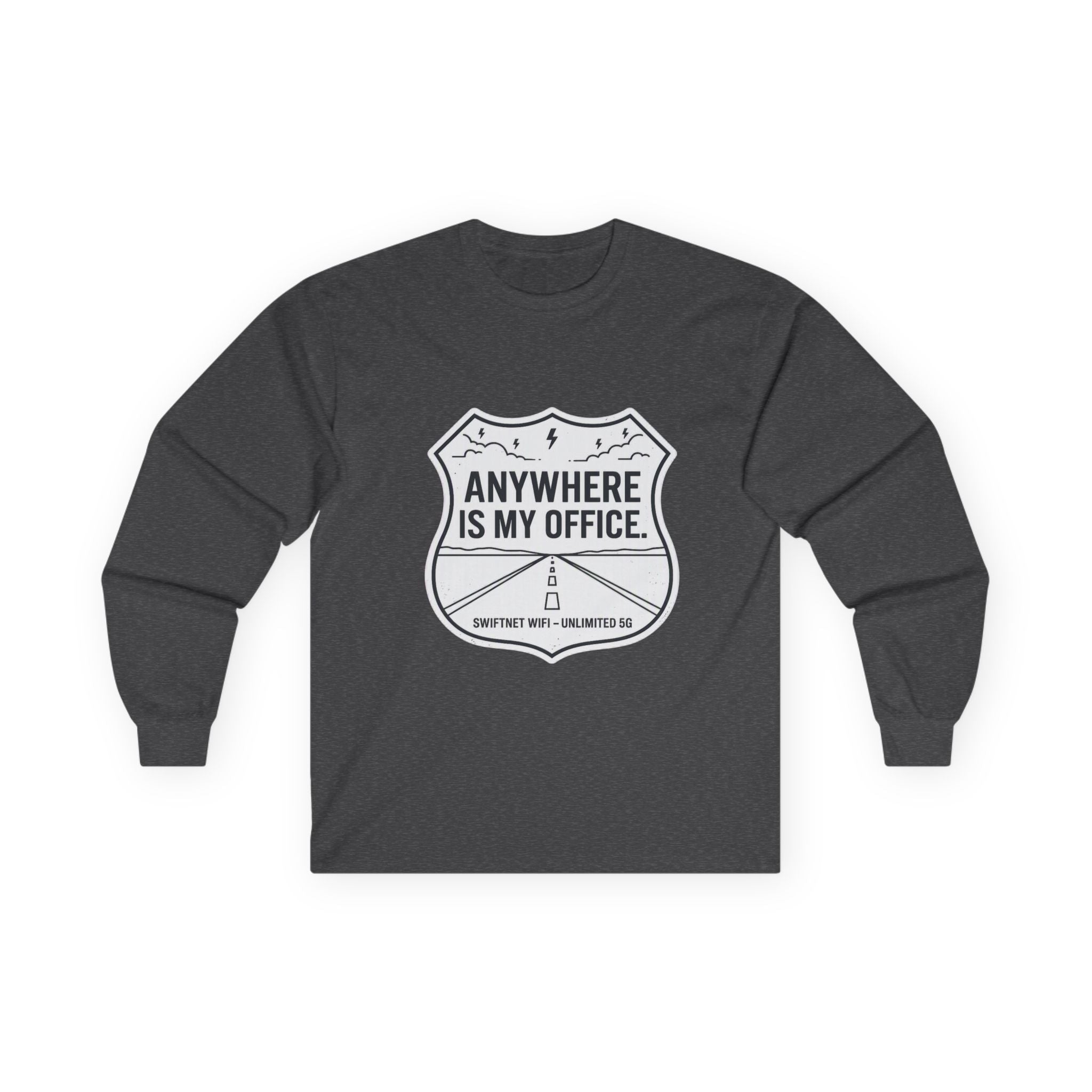 Anywhere Is My Office Long-Sleeve Tee — Remote-Work & Digital Nomad Travel Shirt, Unisex Cotton (S–5XL) - SwiftNet WifiLong-sleevePrintify22079541349364373126Anywhere Is My Office Long-Sleeve Tee — Remote-Work & Digital Nomad Travel Shirt, Unisex Cotton (S–5XL)SAsh