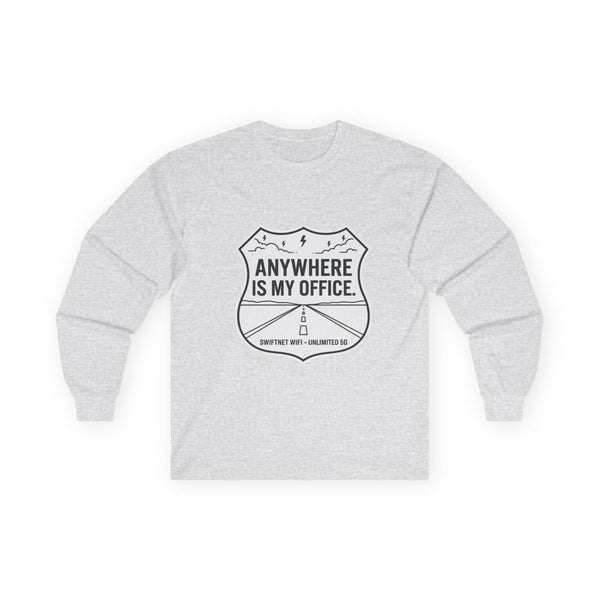 Anywhere Is My Office Long-Sleeve Tee — Remote-Work & Digital Nomad Travel Shirt, Unisex Cotton (S–5XL) - SwiftNet WifiLong-sleevePrintify22079541349364373126Anywhere Is My Office Long-Sleeve Tee — Remote-Work & Digital Nomad Travel Shirt, Unisex Cotton (S–5XL)SAsh