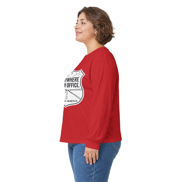Anywhere Is My Office Long-Sleeve Tee — Remote-Work & Digital Nomad Travel Shirt, Unisex Cotton (S–5XL) - SwiftNet WifiLong-sleevePrintify55354880573863730766Anywhere Is My Office Long-Sleeve Tee — Remote-Work & Digital Nomad Travel Shirt, Unisex Cotton (S–5XL)SRed