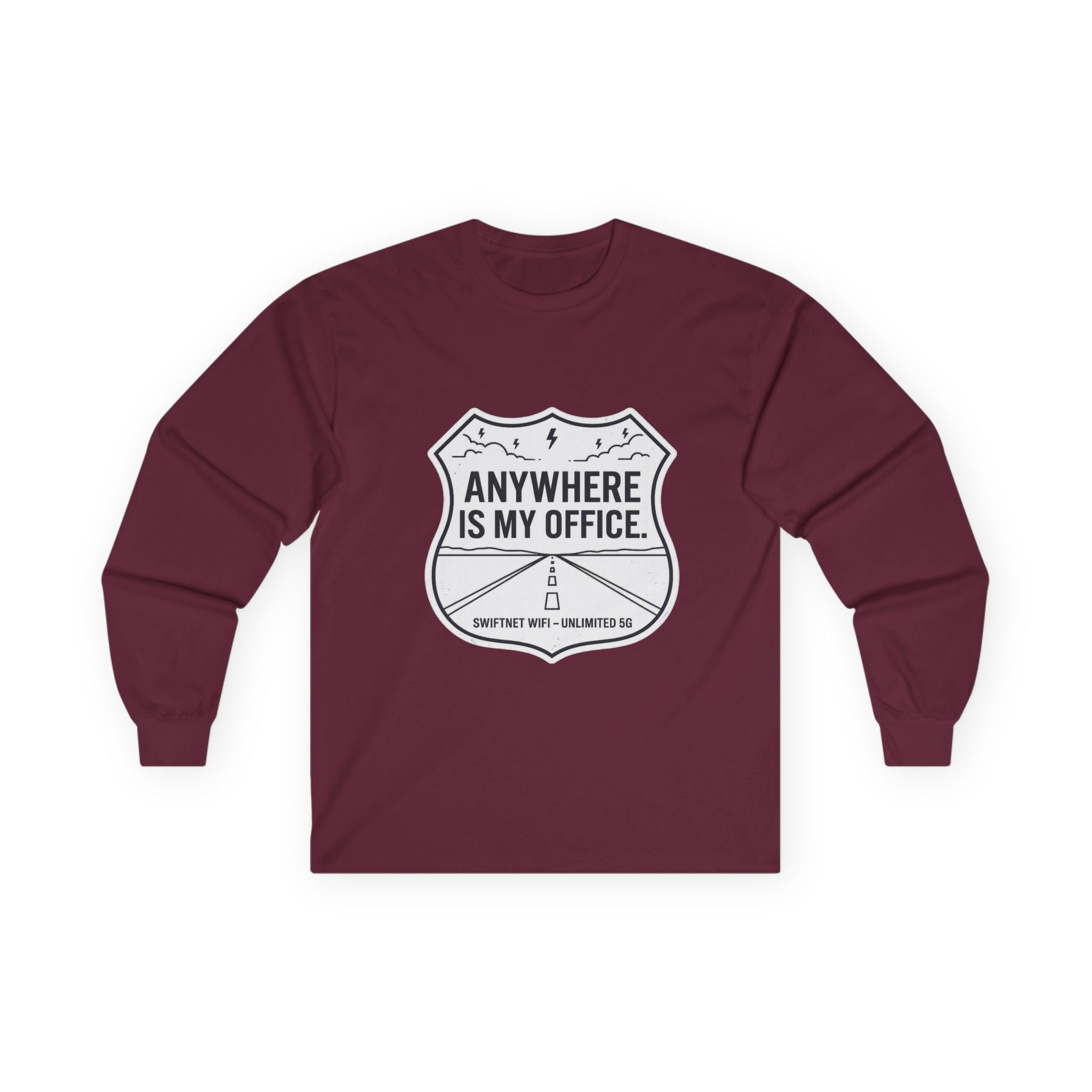 Anywhere Is My Office Long-Sleeve Tee — Remote-Work & Digital Nomad Travel Shirt, Unisex Cotton (S–5XL) - SwiftNet WifiLong-sleevePrintify22079541349364373126Anywhere Is My Office Long-Sleeve Tee — Remote-Work & Digital Nomad Travel Shirt, Unisex Cotton (S–5XL)SAsh