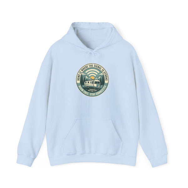 Home Is Where The Road Is Hoodie — Retro Camper RV Badge Pullover, Unisex Fleece (S–5XL) - SwiftNet WifiHoodiePrintify18411861100166667698Home Is Where The Road Is Hoodie — Retro Camper RV Badge Pullover, Unisex Fleece (S–5XL)Light BlueS