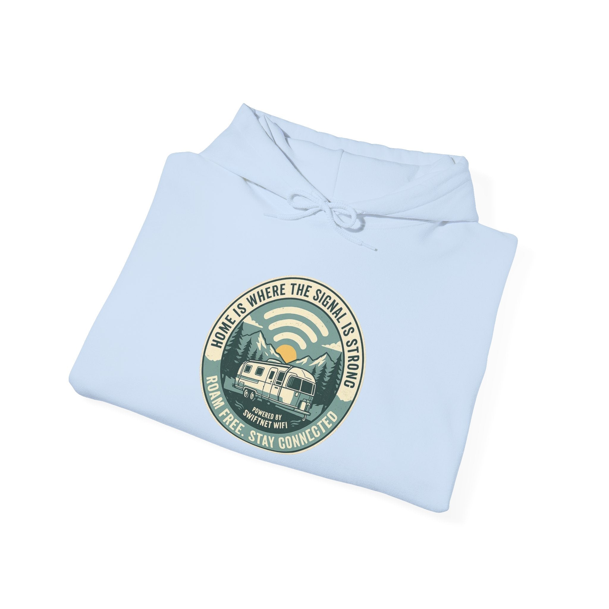 Home Is Where The Road Is Hoodie — Retro Camper RV Badge Pullover, Unisex Fleece (S–5XL) - SwiftNet WifiHoodiePrintify18411861100166667698Home Is Where The Road Is Hoodie — Retro Camper RV Badge Pullover, Unisex Fleece (S–5XL)Light BlueS