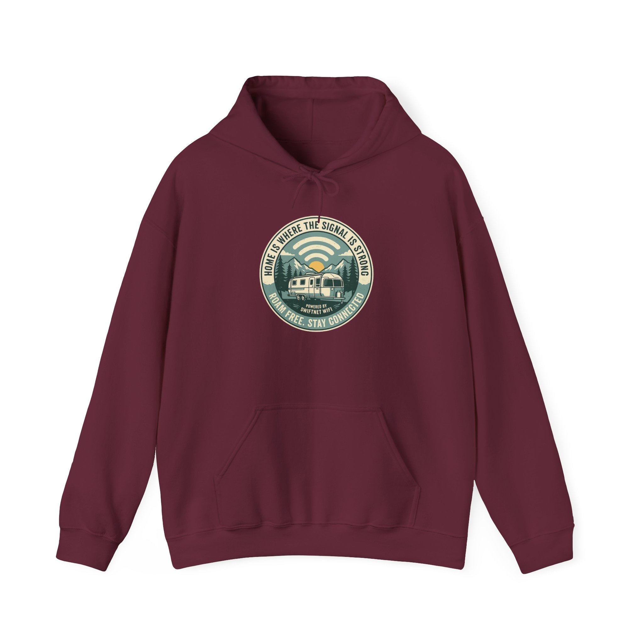 Home Is Where The Road Is Hoodie — Retro Camper RV Badge Pullover, Unisex Fleece (S–5XL) - SwiftNet WifiHoodiePrintify18411861100166667698Home Is Where The Road Is Hoodie — Retro Camper RV Badge Pullover, Unisex Fleece (S–5XL)Light BlueS