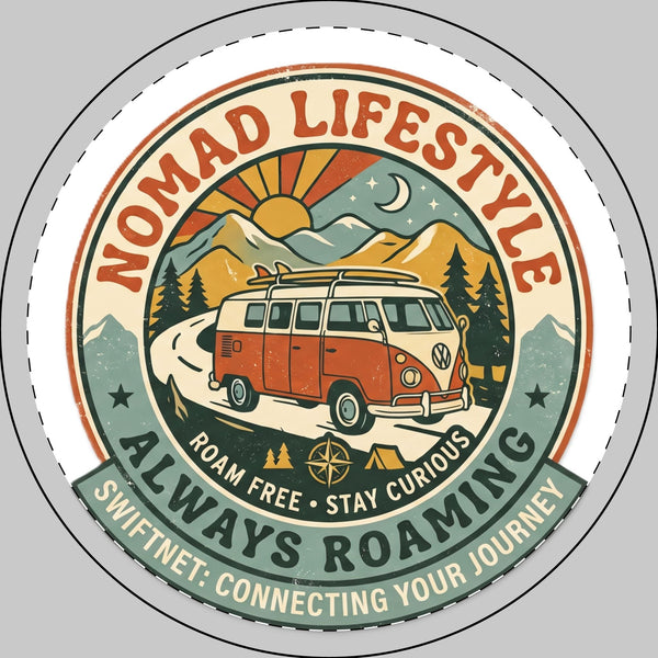 Nomad Lifestyle Car Magnet — 'Always Roaming' Retro Van Badge, Weatherproof Round Magnet for Car & RV - SwiftNet WifiCar MagnetPrintify25526761417984520801Nomad Lifestyle Car Magnet — 'Always Roaming' Retro Van Badge, Weatherproof Round Magnet for Car & RV1 pc6" × 6"Round