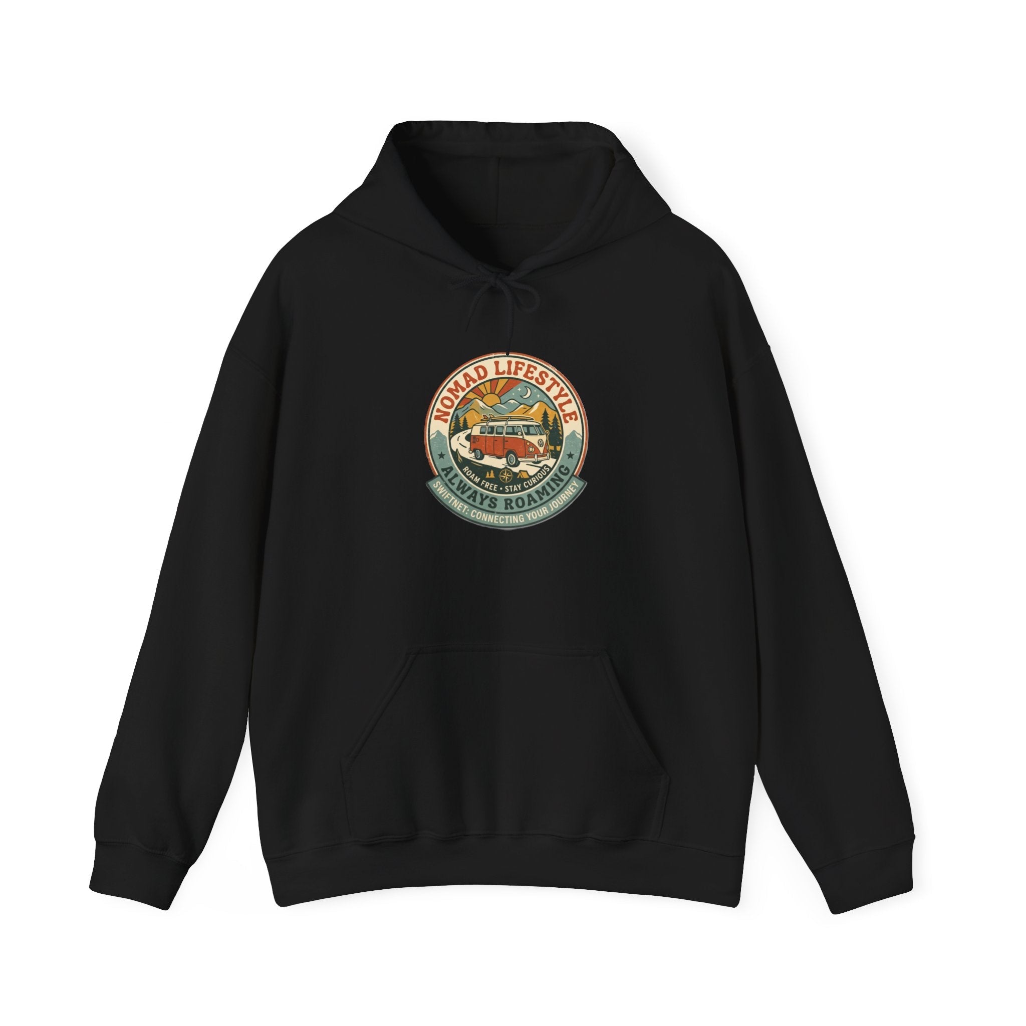 Nomad Lifestyle Hoodie — 'Always Roaming' Retro Van Badge Pullover, Unisex Fleece (S–5XL) - SwiftNet WifiHoodiePrintify22334968098647207851Nomad Lifestyle Hoodie — 'Always Roaming' Retro Van Badge Pullover, Unisex Fleece (S–5XL)WhiteS