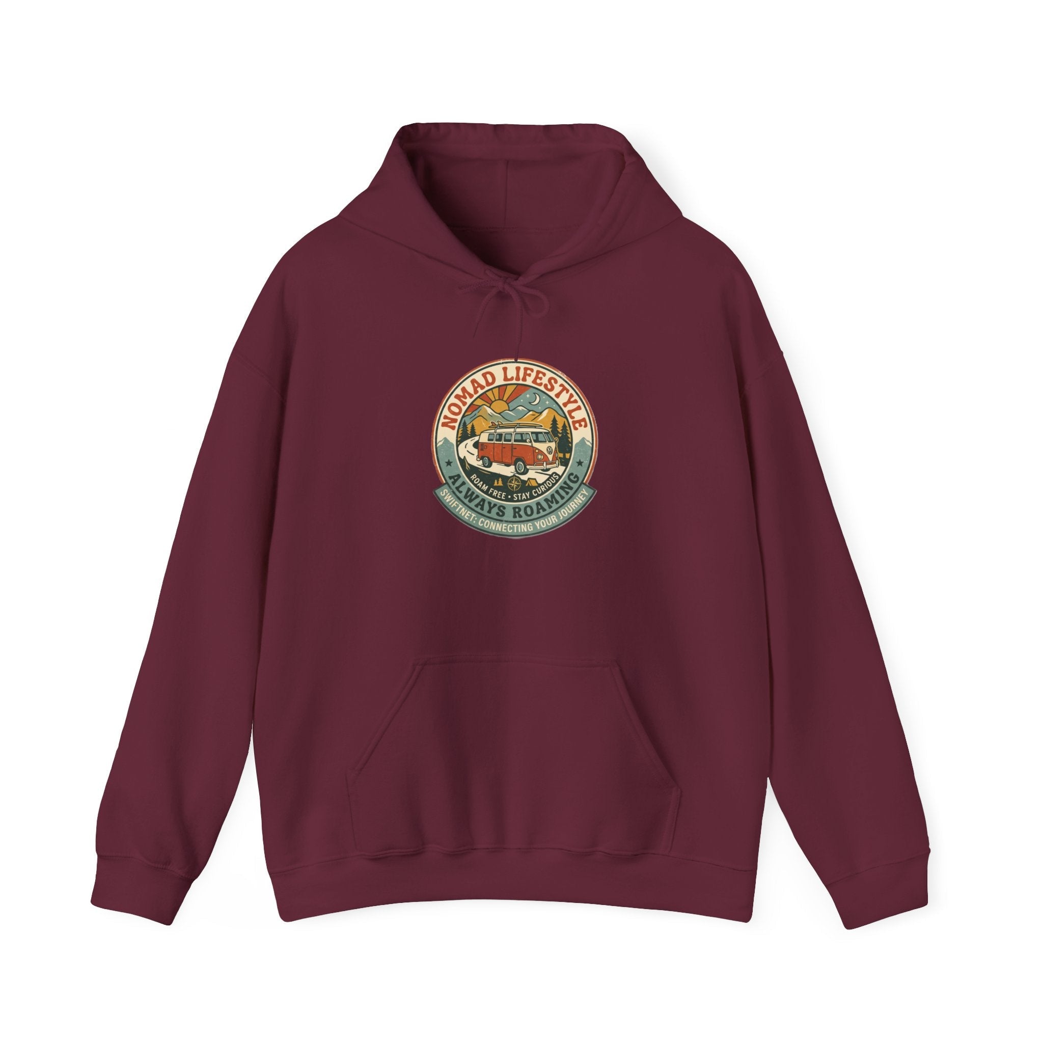 Nomad Lifestyle Hoodie — 'Always Roaming' Retro Van Badge Pullover, Unisex Fleece (S–5XL) - SwiftNet WifiHoodiePrintify22334968098647207851Nomad Lifestyle Hoodie — 'Always Roaming' Retro Van Badge Pullover, Unisex Fleece (S–5XL)WhiteS