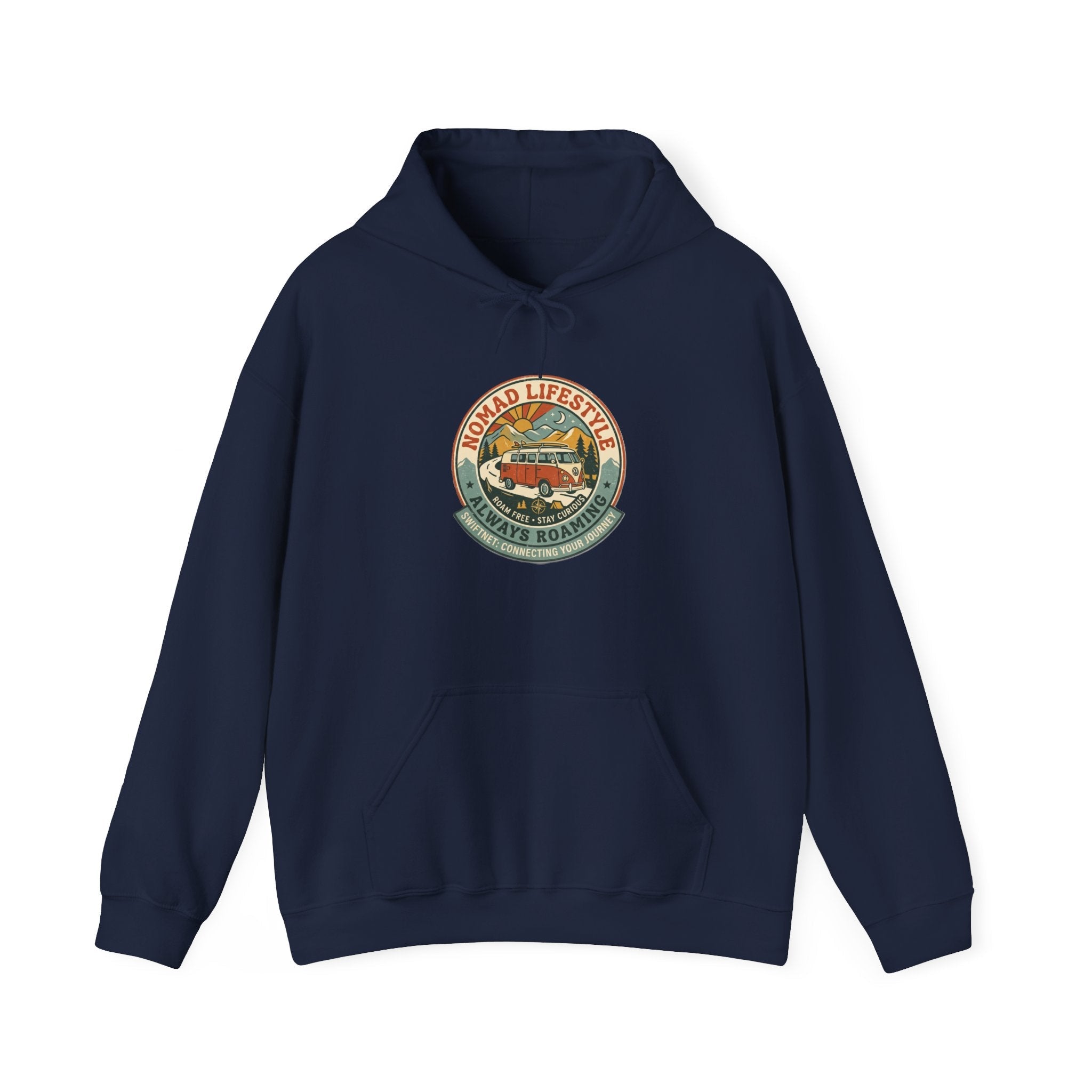 Nomad Lifestyle Hoodie — 'Always Roaming' Retro Van Badge Pullover, Unisex Fleece (S–5XL) - SwiftNet WifiHoodiePrintify22334968098647207851Nomad Lifestyle Hoodie — 'Always Roaming' Retro Van Badge Pullover, Unisex Fleece (S–5XL)WhiteS