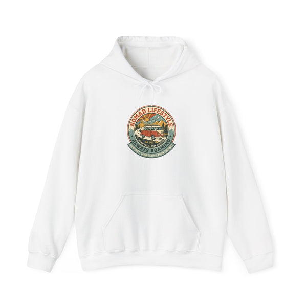 Nomad Lifestyle Hoodie — 'Always Roaming' Retro Van Badge Pullover, Unisex Fleece (S–5XL) - SwiftNet WifiHoodiePrintify22334968098647207851Nomad Lifestyle Hoodie — 'Always Roaming' Retro Van Badge Pullover, Unisex Fleece (S–5XL)WhiteS