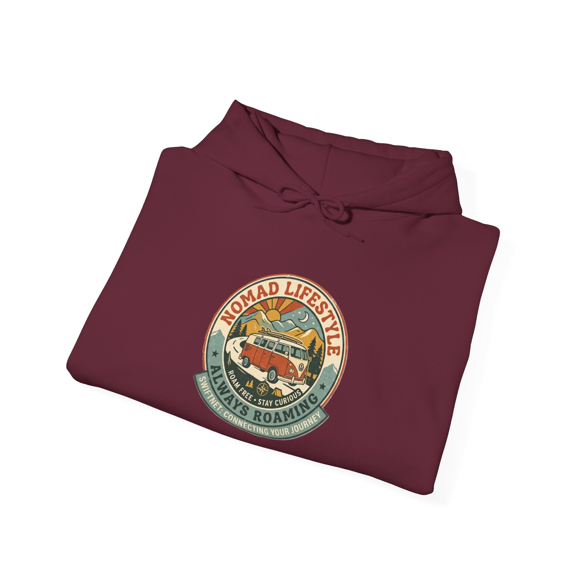 Nomad Lifestyle Hoodie — 'Always Roaming' Retro Van Badge Pullover, Unisex Fleece (S–5XL) - SwiftNet WifiHoodiePrintify22334968098647207851Nomad Lifestyle Hoodie — 'Always Roaming' Retro Van Badge Pullover, Unisex Fleece (S–5XL)WhiteS