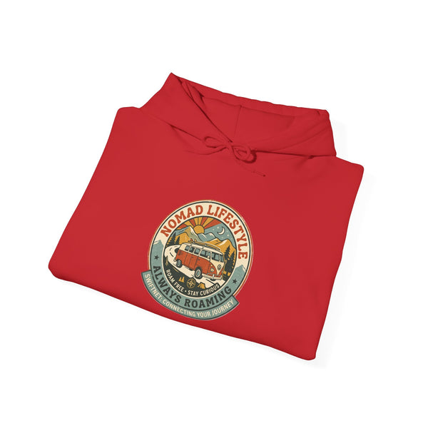 Nomad Lifestyle Hoodie — 'Always Roaming' Retro Van Badge Pullover, Unisex Fleece (S–5XL) - SwiftNet WifiHoodiePrintify27510001055159200925Nomad Lifestyle Hoodie — 'Always Roaming' Retro Van Badge Pullover, Unisex Fleece (S–5XL)RedS