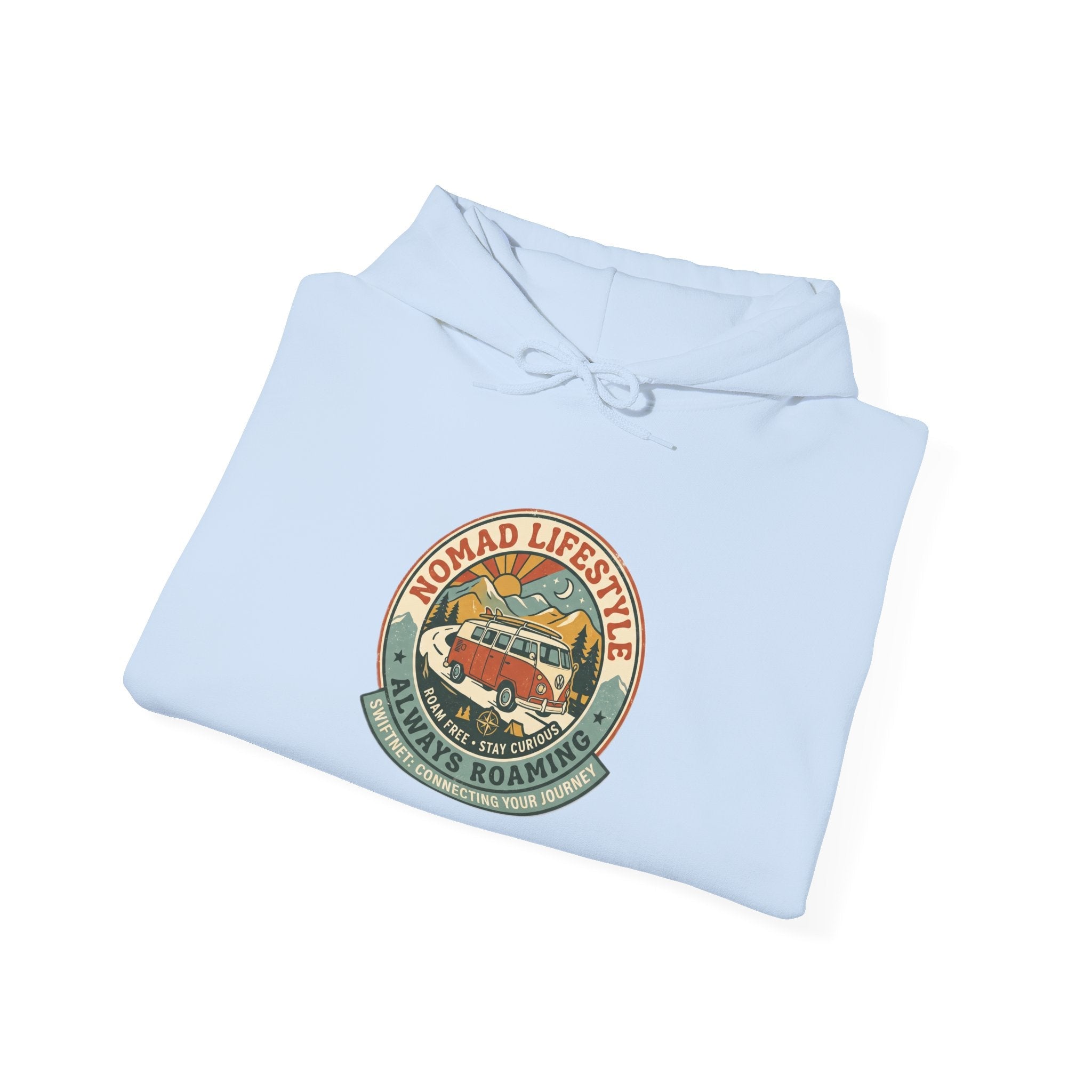 Nomad Lifestyle Hoodie — 'Always Roaming' Retro Van Badge Pullover, Unisex Fleece (S–5XL) - SwiftNet WifiHoodiePrintify22334968098647207851Nomad Lifestyle Hoodie — 'Always Roaming' Retro Van Badge Pullover, Unisex Fleece (S–5XL)WhiteS