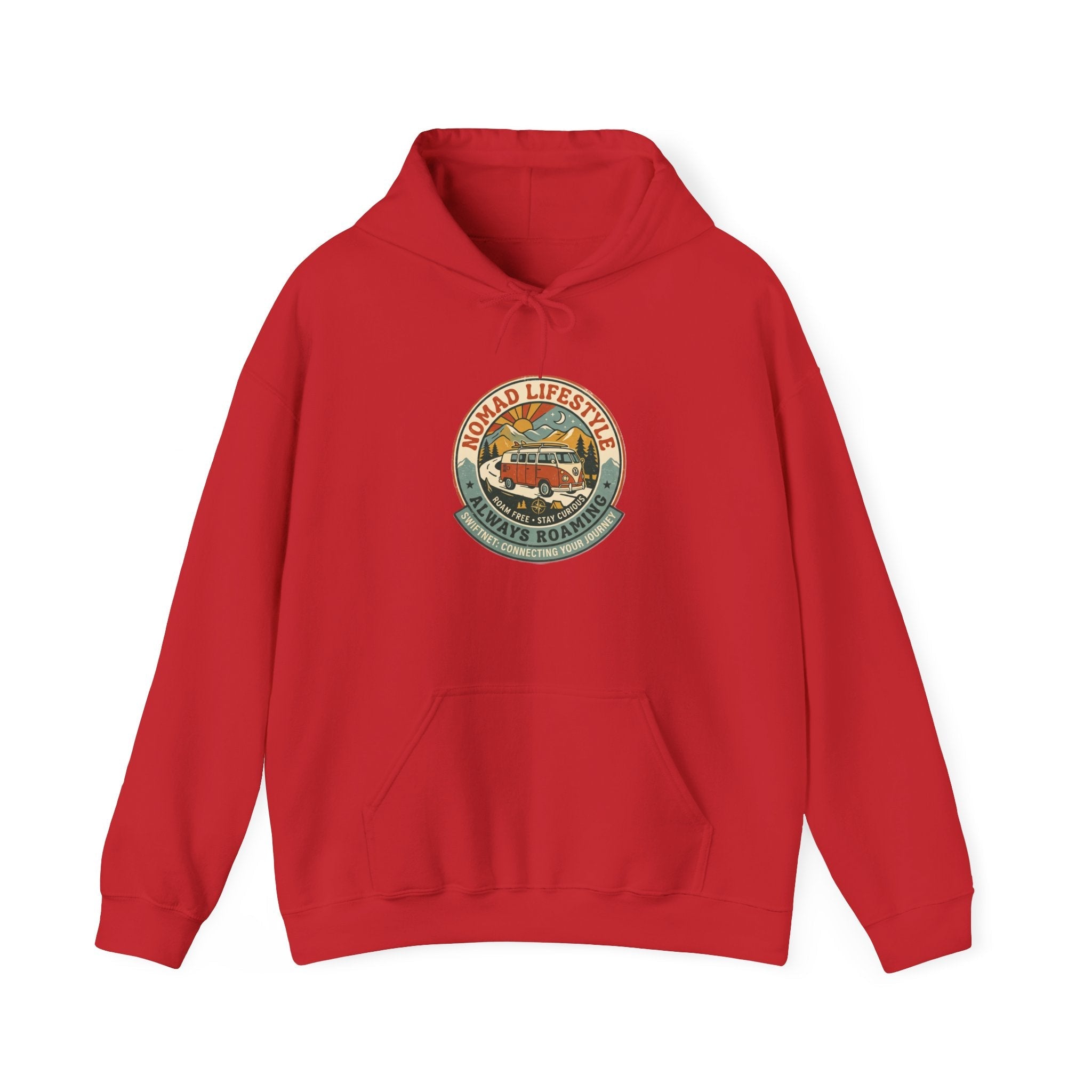 Nomad Lifestyle Hoodie — 'Always Roaming' Retro Van Badge Pullover, Unisex Fleece (S–5XL) - SwiftNet WifiHoodiePrintify22334968098647207851Nomad Lifestyle Hoodie — 'Always Roaming' Retro Van Badge Pullover, Unisex Fleece (S–5XL)WhiteS