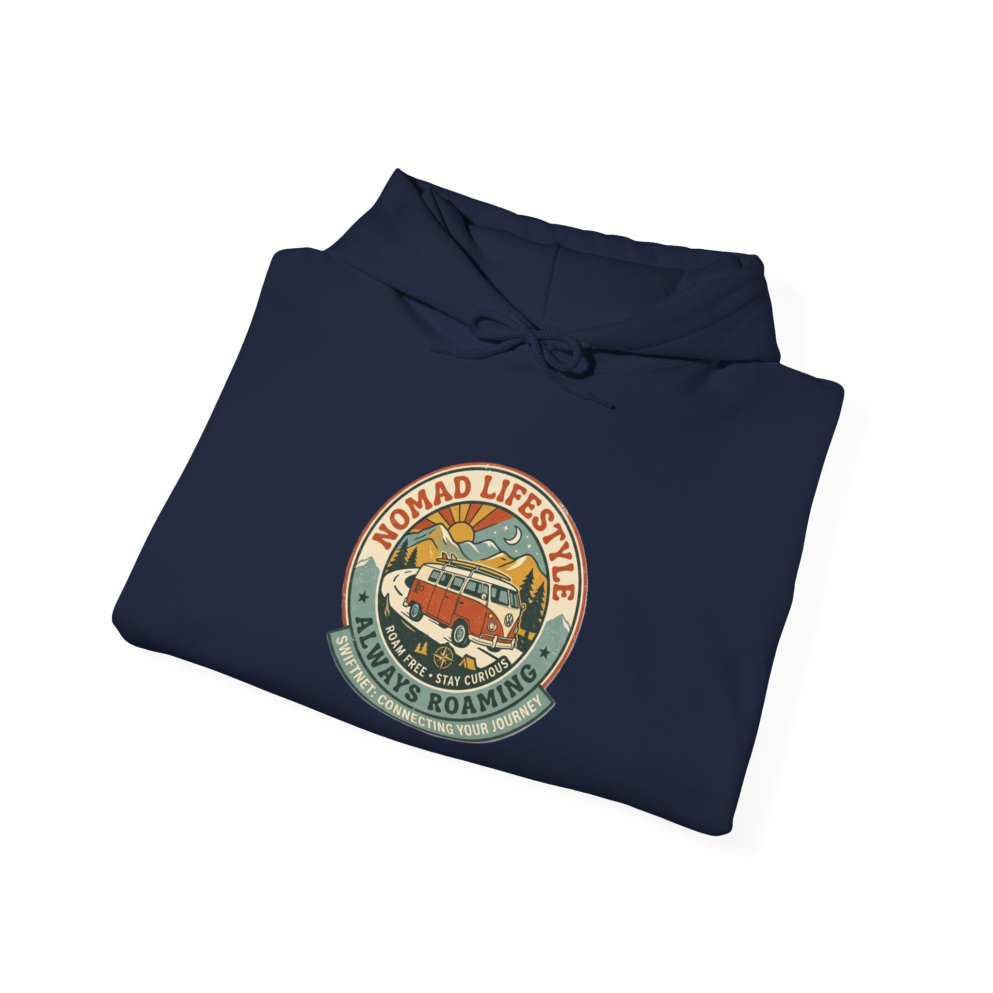 Nomad Lifestyle Hoodie — 'Always Roaming' Retro Van Badge Pullover, Unisex Fleece (S–5XL) - SwiftNet WifiHoodiePrintify22334968098647207851Nomad Lifestyle Hoodie — 'Always Roaming' Retro Van Badge Pullover, Unisex Fleece (S–5XL)WhiteS