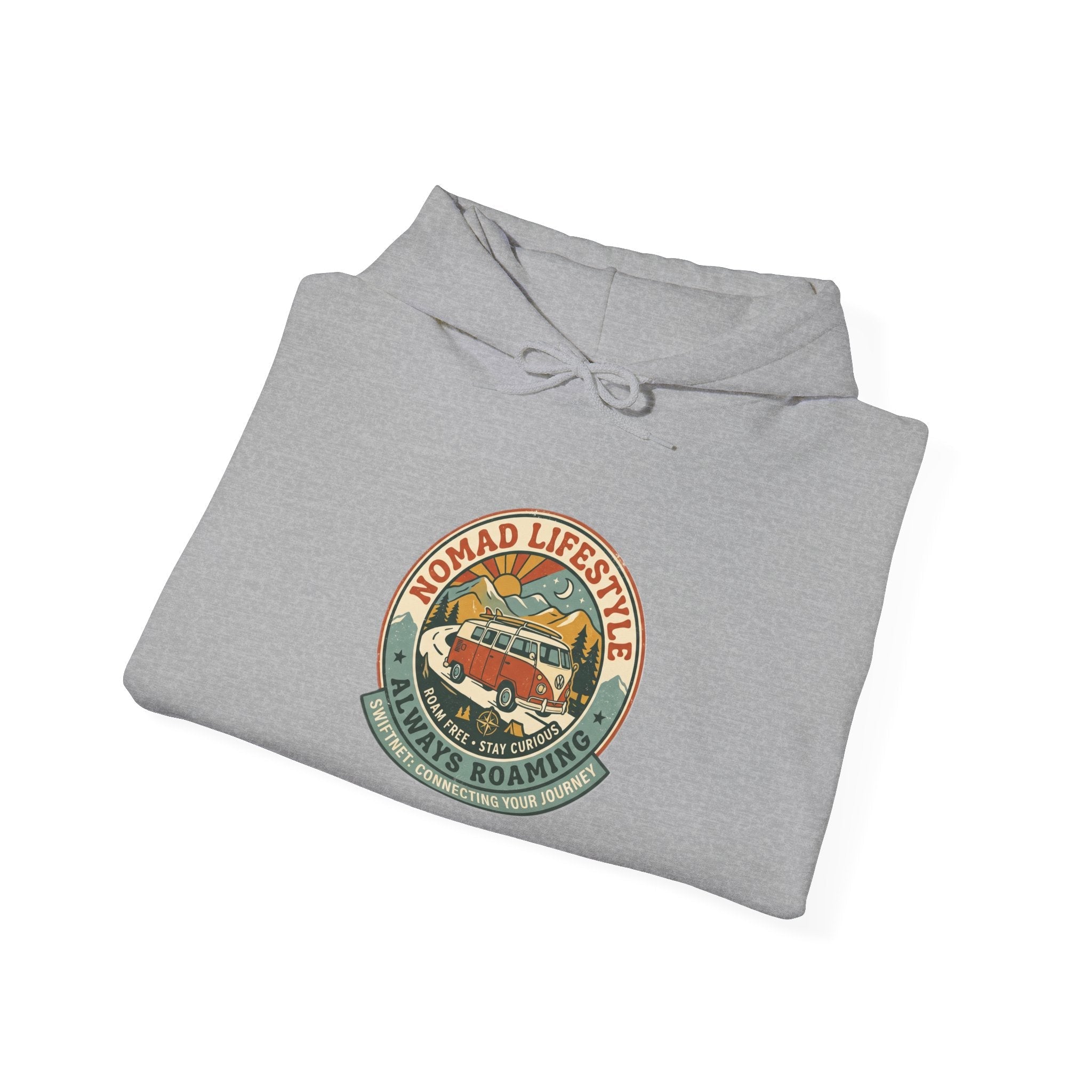 Nomad Lifestyle Hoodie — 'Always Roaming' Retro Van Badge Pullover, Unisex Fleece (S–5XL) - SwiftNet WifiHoodiePrintify22334968098647207851Nomad Lifestyle Hoodie — 'Always Roaming' Retro Van Badge Pullover, Unisex Fleece (S–5XL)WhiteS