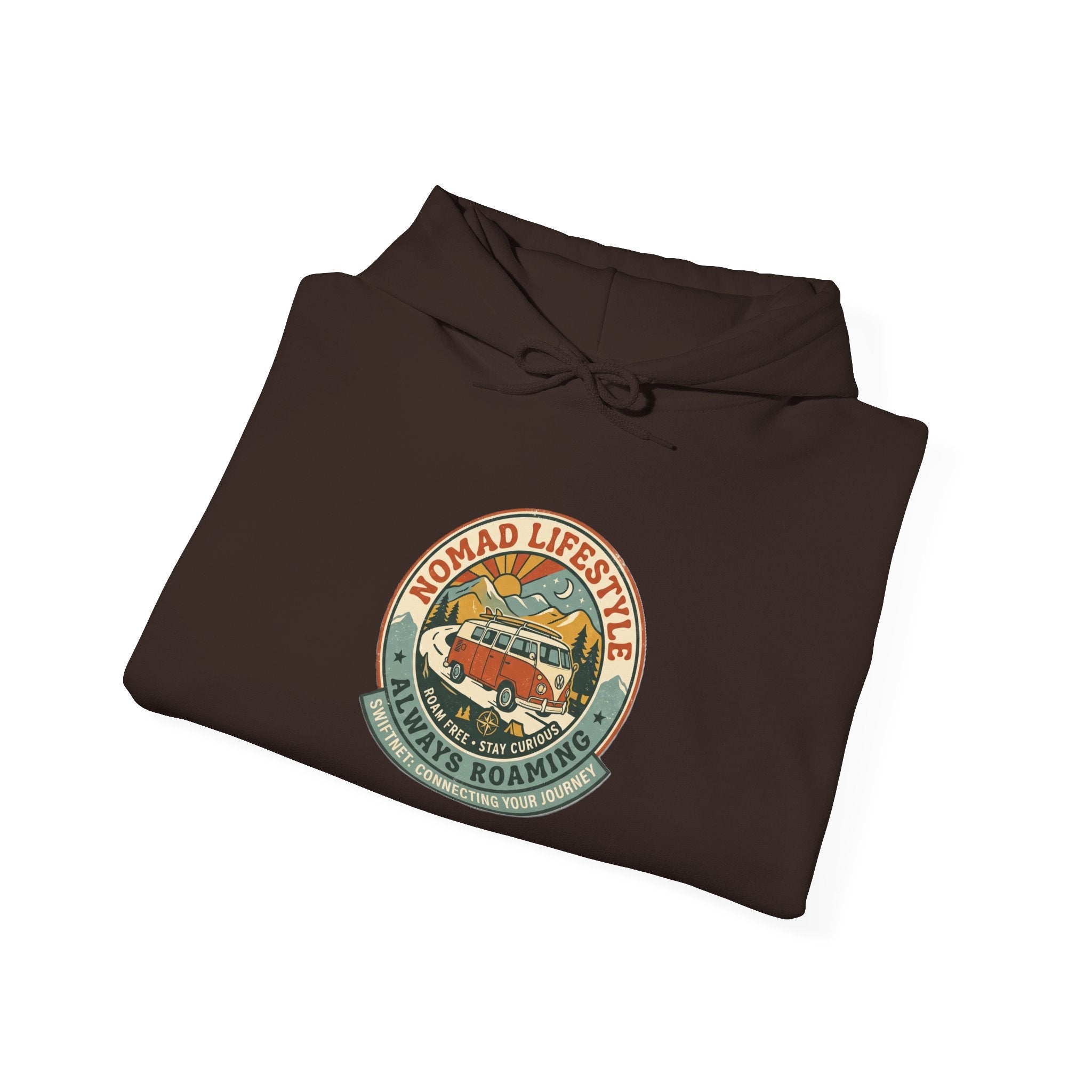 Nomad Lifestyle Hoodie — 'Always Roaming' Retro Van Badge Pullover, Unisex Fleece (S–5XL) - SwiftNet WifiHoodiePrintify22334968098647207851Nomad Lifestyle Hoodie — 'Always Roaming' Retro Van Badge Pullover, Unisex Fleece (S–5XL)WhiteS