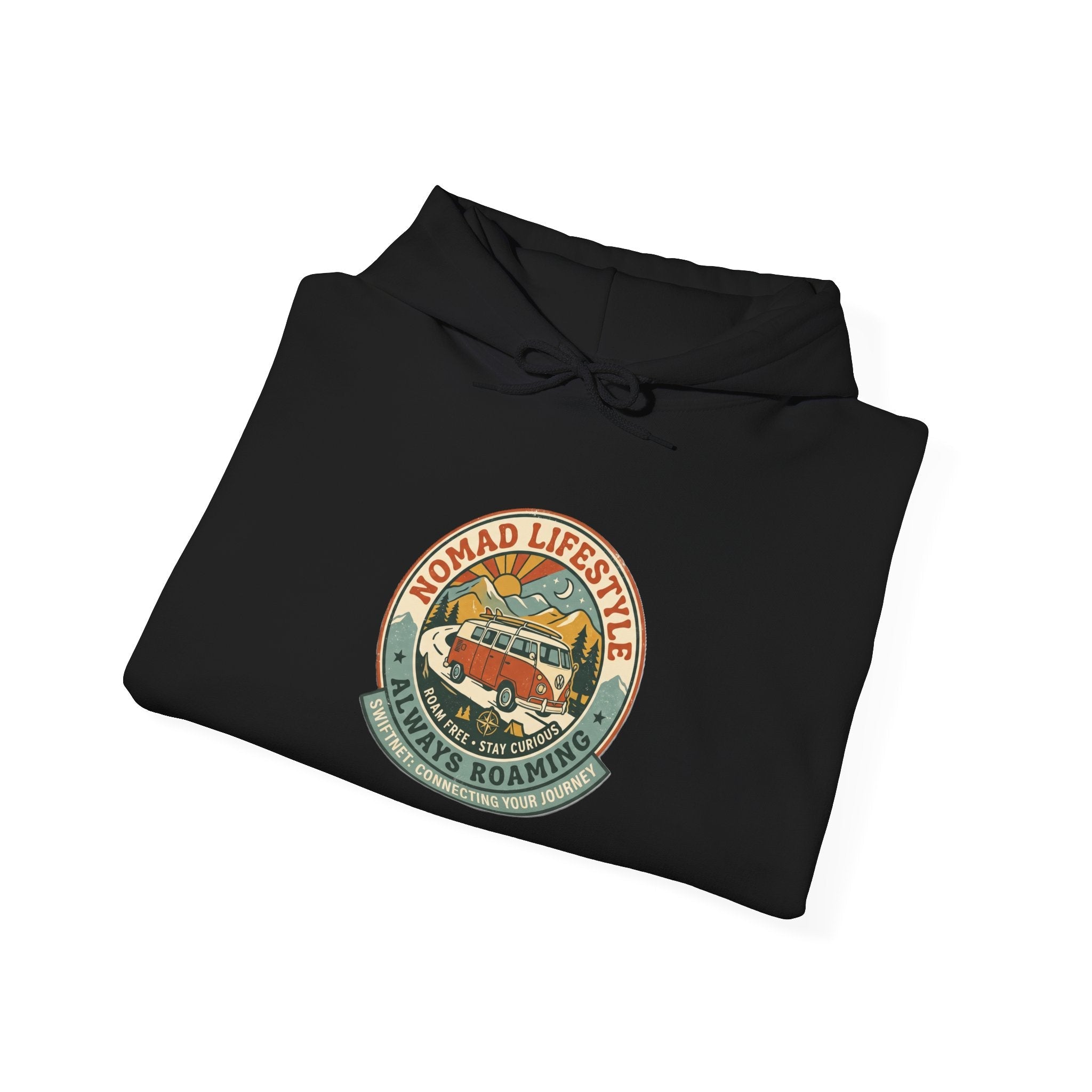 Nomad Lifestyle Hoodie — 'Always Roaming' Retro Van Badge Pullover, Unisex Fleece (S–5XL) - SwiftNet WifiHoodiePrintify22334968098647207851Nomad Lifestyle Hoodie — 'Always Roaming' Retro Van Badge Pullover, Unisex Fleece (S–5XL)WhiteS