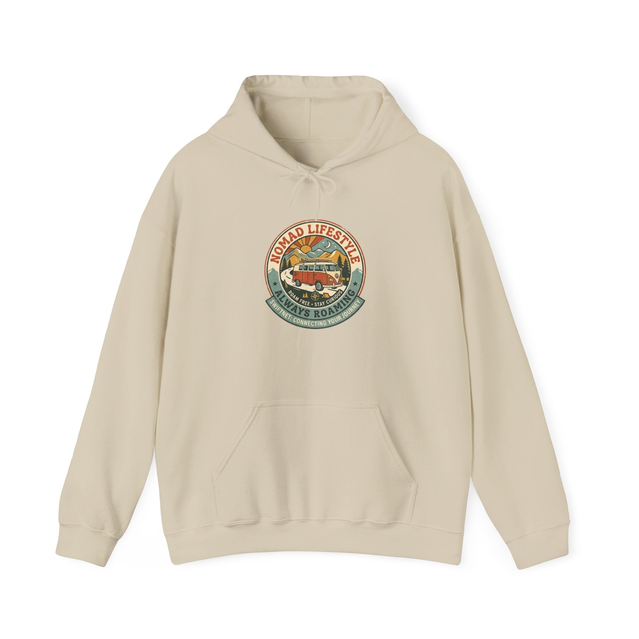 Nomad Lifestyle Hoodie — 'Always Roaming' Retro Van Badge Pullover, Unisex Fleece (S–5XL) - SwiftNet WifiHoodiePrintify22334968098647207851Nomad Lifestyle Hoodie — 'Always Roaming' Retro Van Badge Pullover, Unisex Fleece (S–5XL)WhiteS