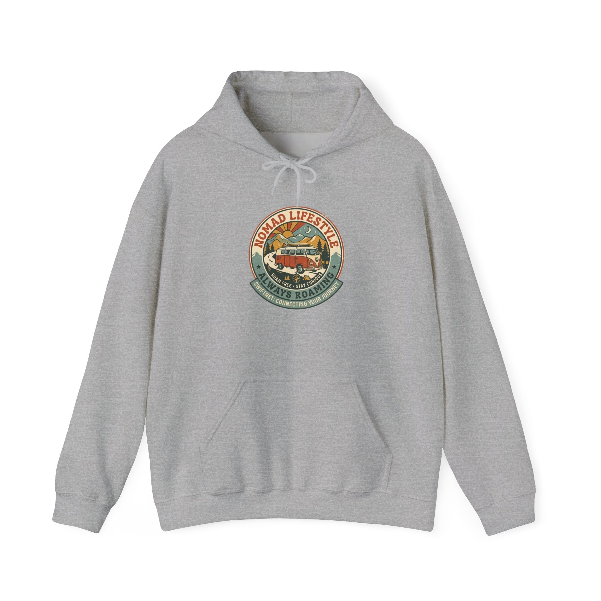 Nomad Lifestyle Hoodie — 'Always Roaming' Retro Van Badge Pullover, Unisex Fleece (S–5XL) - SwiftNet WifiHoodiePrintify22334968098647207851Nomad Lifestyle Hoodie — 'Always Roaming' Retro Van Badge Pullover, Unisex Fleece (S–5XL)WhiteS