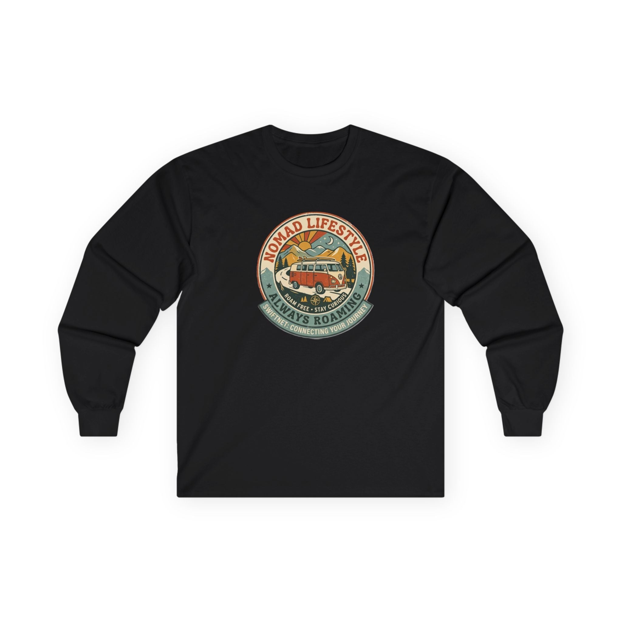 Nomad Lifestyle Long-Sleeve Tee — Retro Camper Graphic, Unisex Shirt, RV & Van Life Gift - SwiftNet WifiLong-sleevePrintify10924307107227489343Nomad Lifestyle Long-Sleeve Tee — Retro Camper Graphic, Unisex Shirt, RV & Van Life GiftSWhite