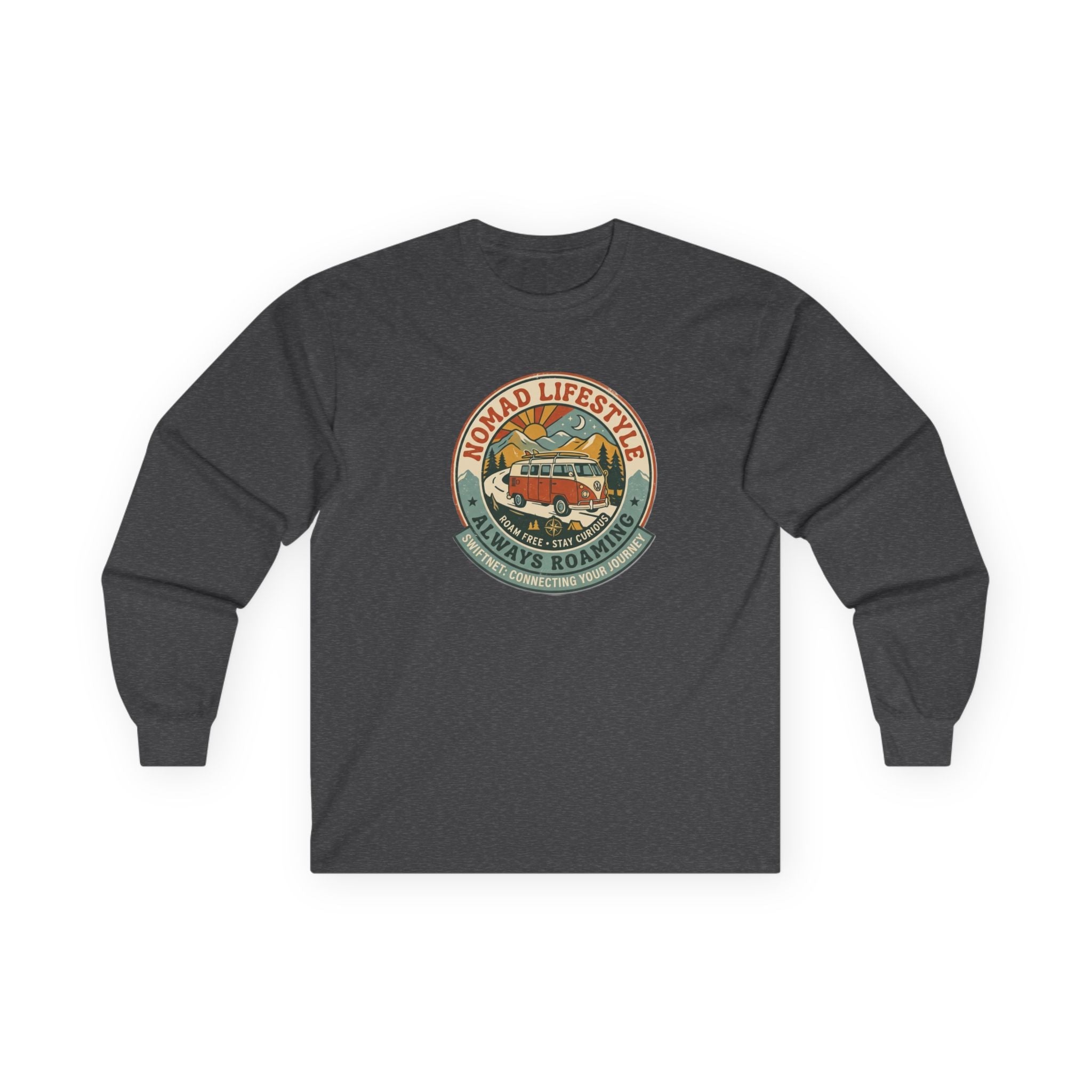 Nomad Lifestyle Long-Sleeve Tee — Retro Camper Graphic, Unisex Shirt, RV & Van Life Gift - SwiftNet WifiLong-sleevePrintify10924307107227489343Nomad Lifestyle Long-Sleeve Tee — Retro Camper Graphic, Unisex Shirt, RV & Van Life GiftSWhite
