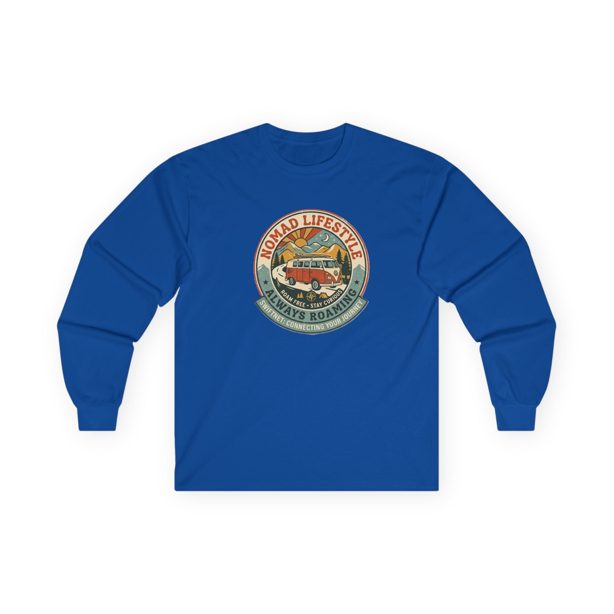 Nomad Lifestyle Long-Sleeve Tee — Retro Camper Graphic, Unisex Shirt, RV & Van Life Gift - SwiftNet WifiLong-sleevePrintify10924307107227489343Nomad Lifestyle Long-Sleeve Tee — Retro Camper Graphic, Unisex Shirt, RV & Van Life GiftSWhite