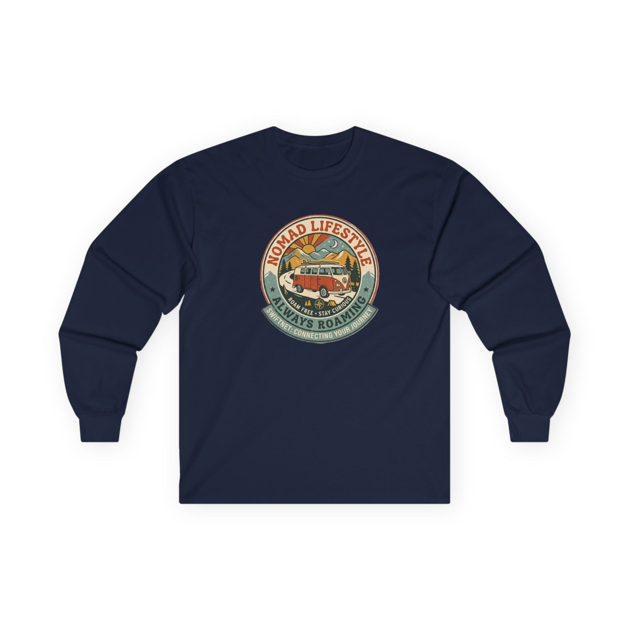 Nomad Lifestyle Long-Sleeve Tee — Retro Camper Graphic, Unisex Shirt, RV & Van Life Gift - SwiftNet WifiLong-sleevePrintify10924307107227489343Nomad Lifestyle Long-Sleeve Tee — Retro Camper Graphic, Unisex Shirt, RV & Van Life GiftSWhite