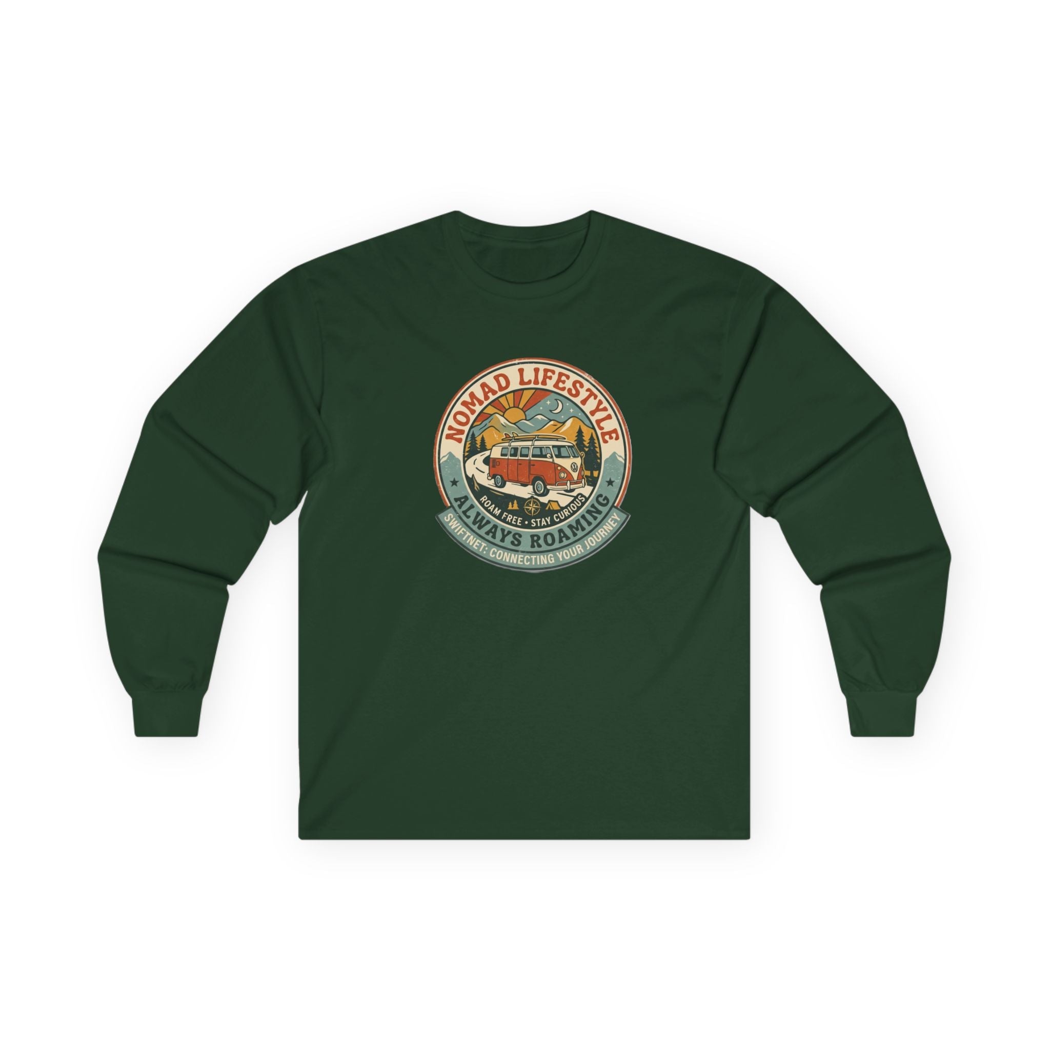 Nomad Lifestyle Long-Sleeve Tee — Retro Camper Graphic, Unisex Shirt, RV & Van Life Gift - SwiftNet WifiLong-sleevePrintify10924307107227489343Nomad Lifestyle Long-Sleeve Tee — Retro Camper Graphic, Unisex Shirt, RV & Van Life GiftSWhite