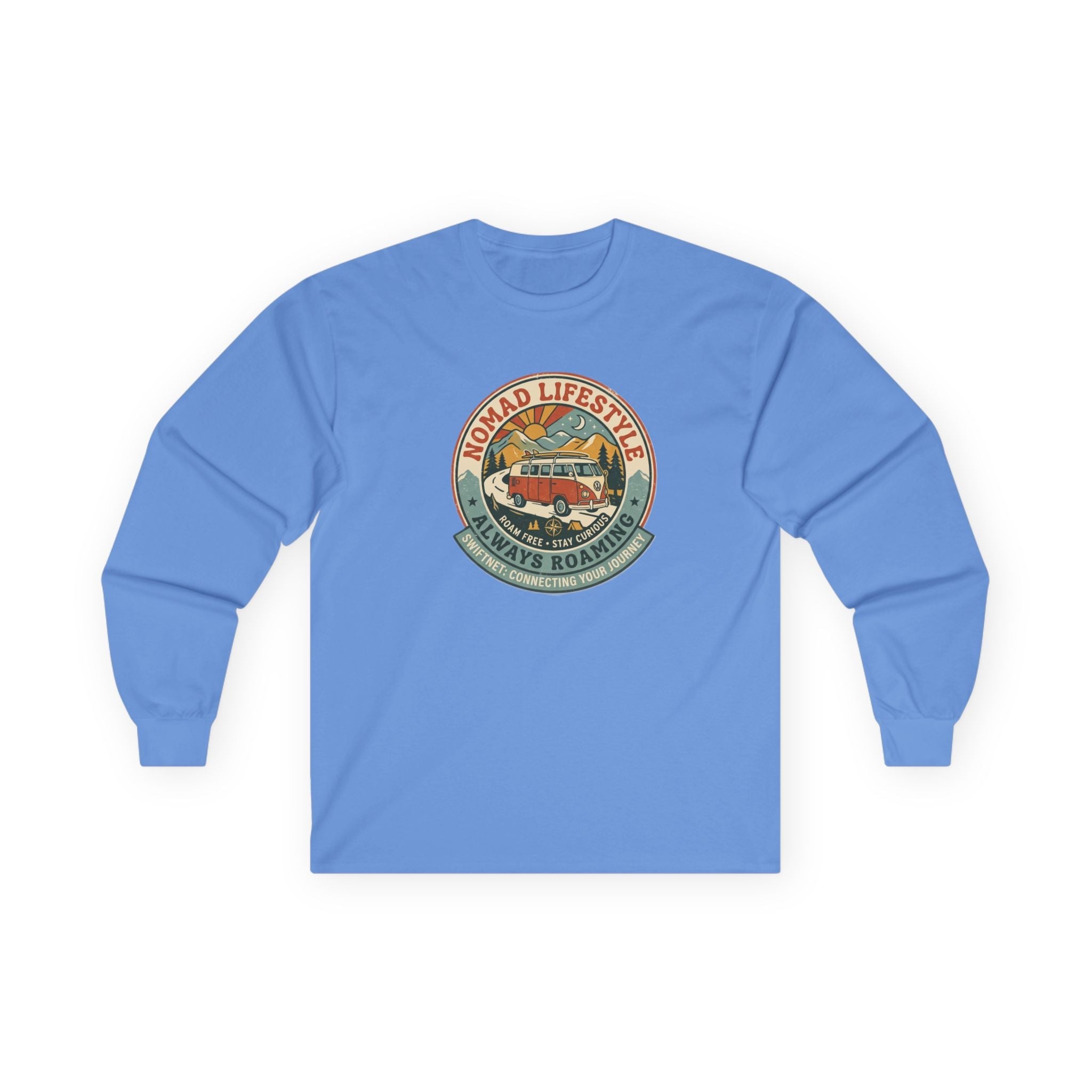 Nomad Lifestyle Long-Sleeve Tee — Retro Camper Graphic, Unisex Shirt, RV & Van Life Gift - SwiftNet WifiLong-sleevePrintify10924307107227489343Nomad Lifestyle Long-Sleeve Tee — Retro Camper Graphic, Unisex Shirt, RV & Van Life GiftSWhite