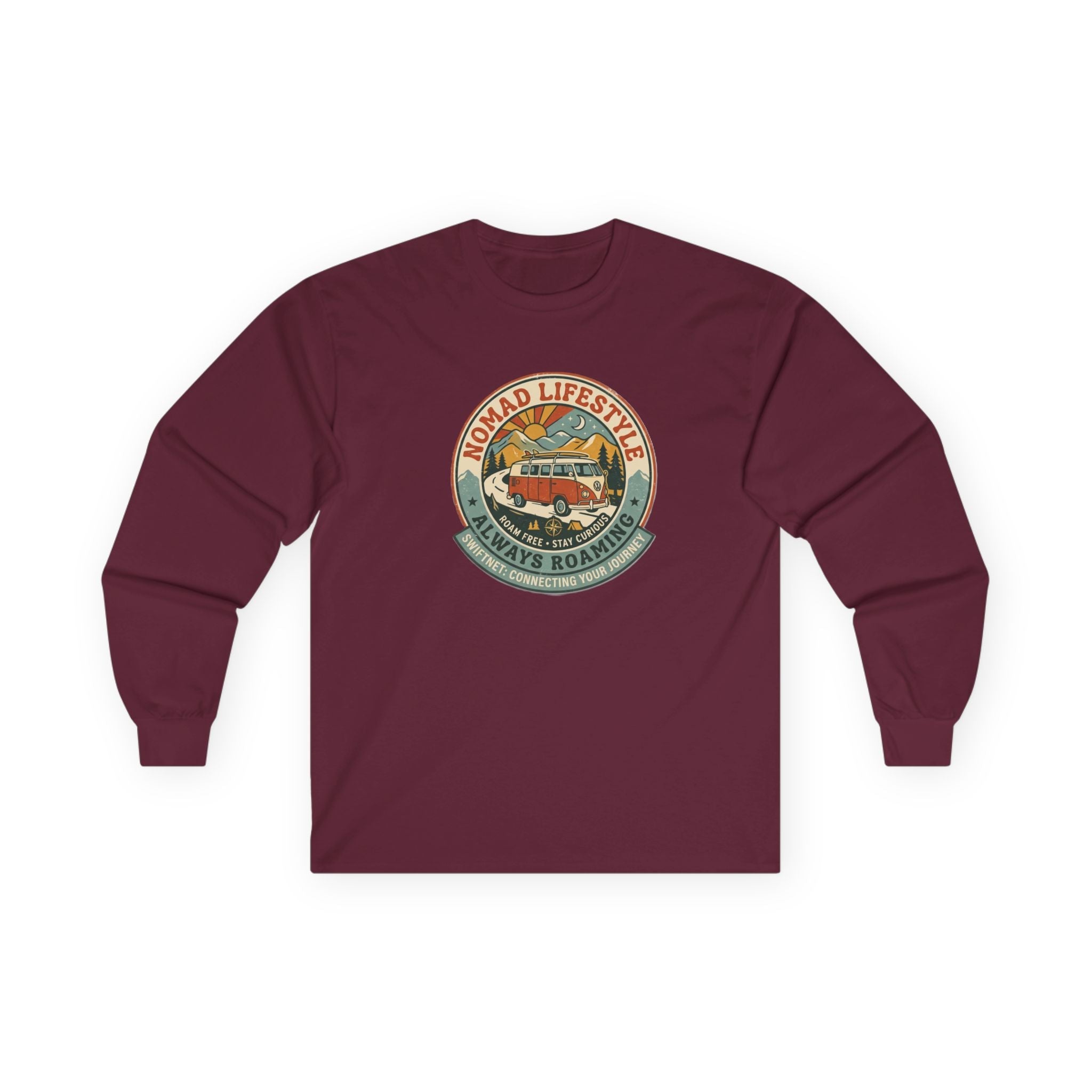 Nomad Lifestyle Long-Sleeve Tee — Retro Camper Graphic, Unisex Shirt, RV & Van Life Gift - SwiftNet WifiLong-sleevePrintify10924307107227489343Nomad Lifestyle Long-Sleeve Tee — Retro Camper Graphic, Unisex Shirt, RV & Van Life GiftSWhite