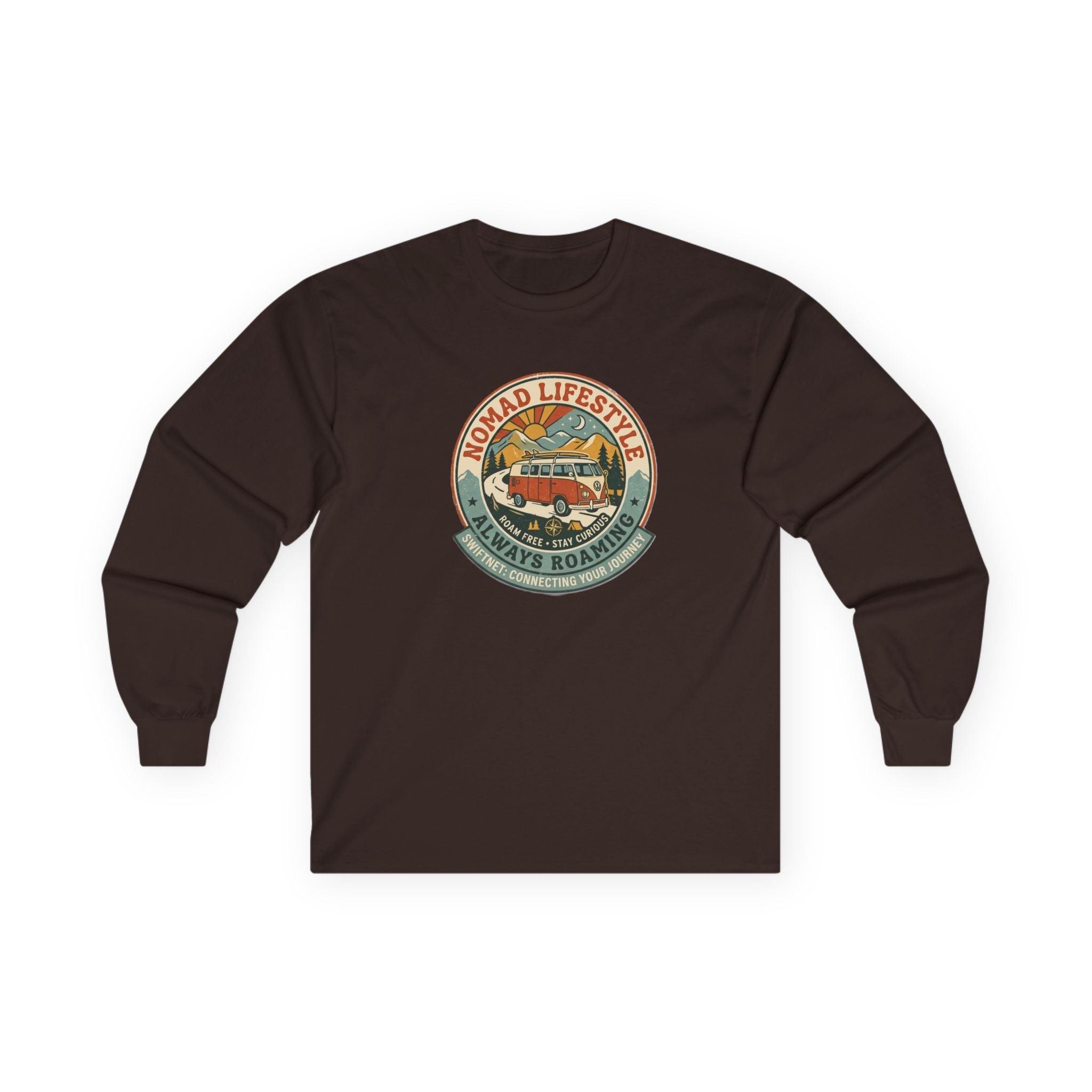 Nomad Lifestyle Long-Sleeve Tee — Retro Camper Graphic, Unisex Shirt, RV & Van Life Gift - SwiftNet WifiLong-sleevePrintify10924307107227489343Nomad Lifestyle Long-Sleeve Tee — Retro Camper Graphic, Unisex Shirt, RV & Van Life GiftSWhite