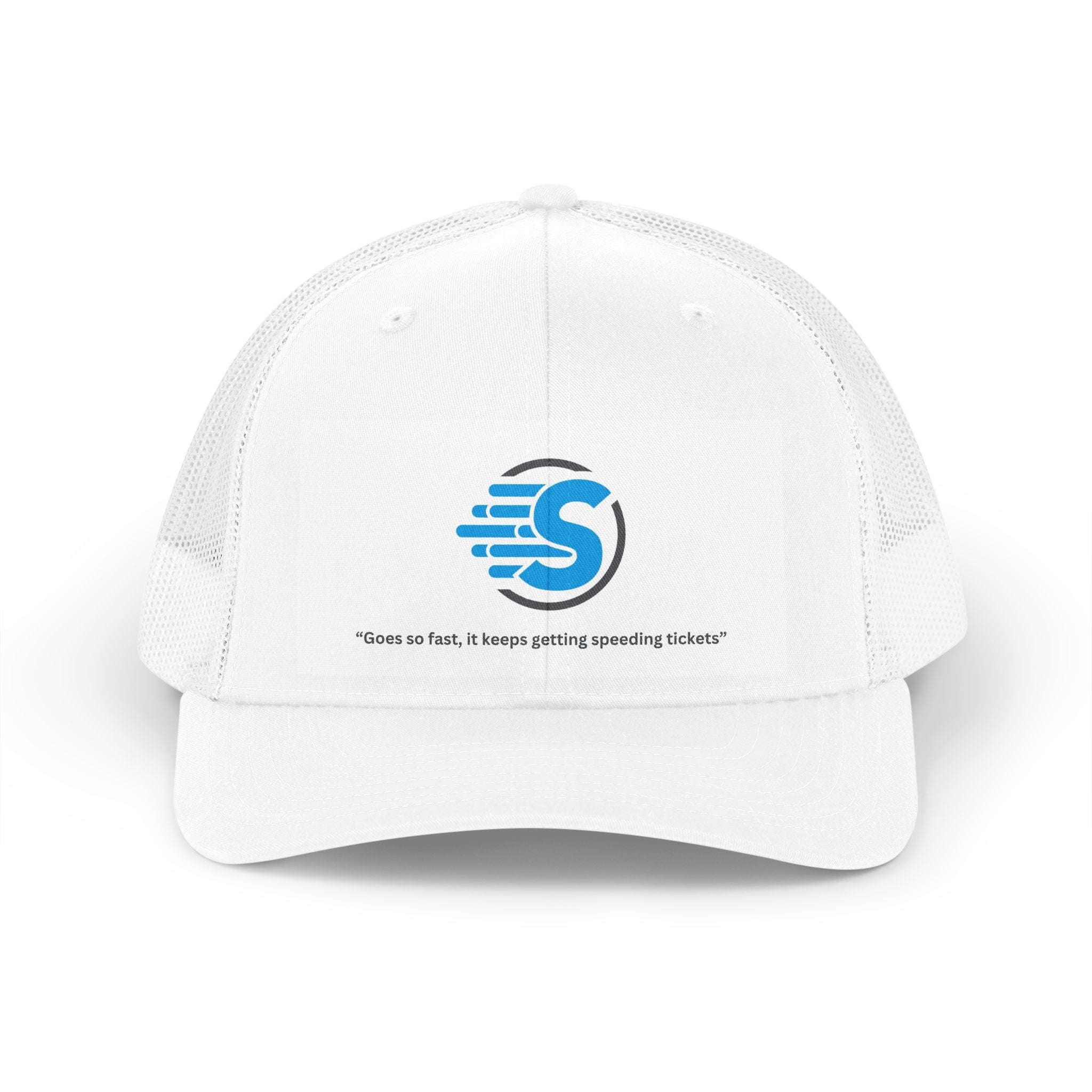 SwiftNet 5G Trucker Hat — Retro Logo Mesh Cap - SwiftNetllcHatsPrintify40964706140891379621SwiftNet 5G Trucker Hat — Retro Logo Mesh CapWhiteOne size